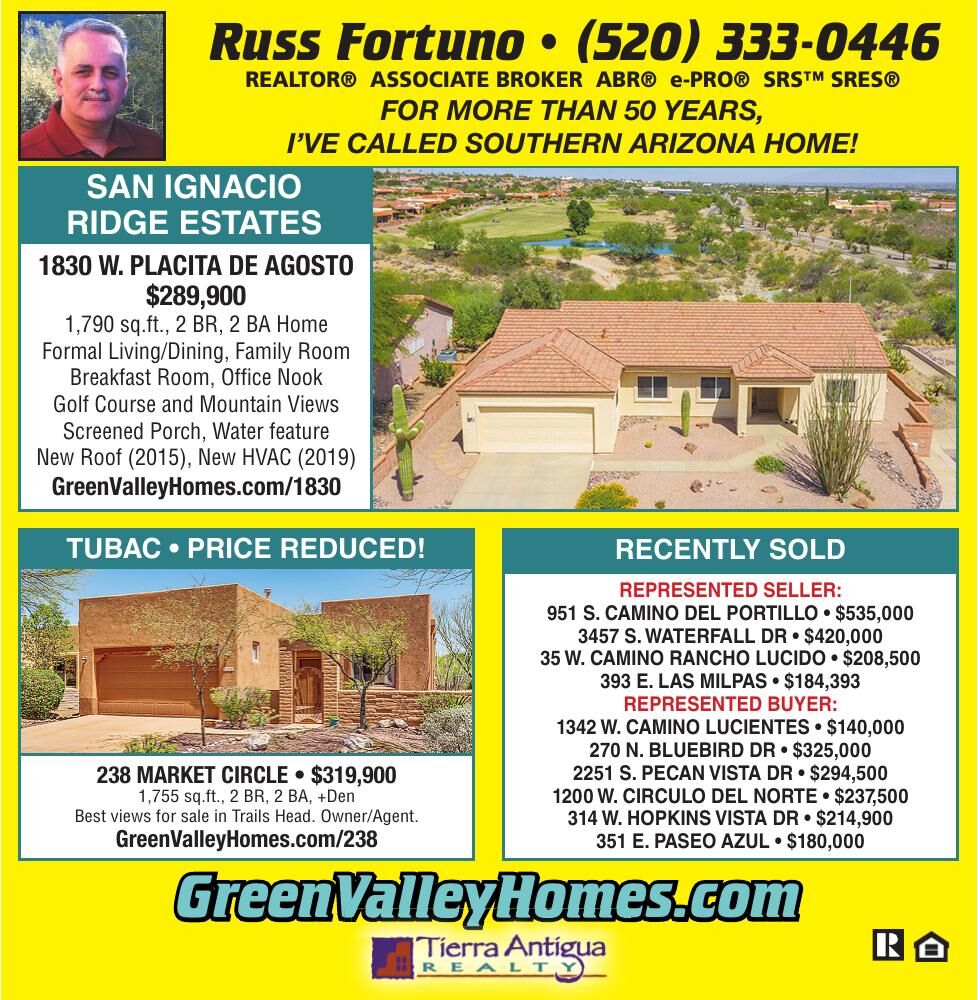 Green Valley News, Russ Fortuno, Green Valley AZ Homes for Sale